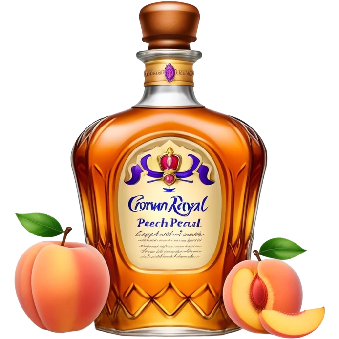 Crown Royal Peach whisky bottle with orange peach-colored bag emoji