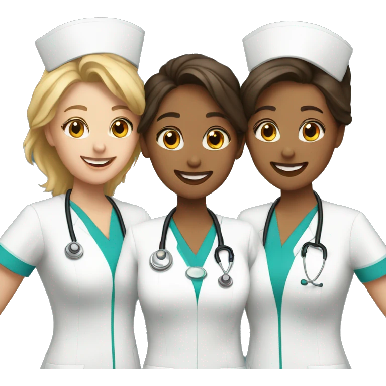 three female nurse friends emoji