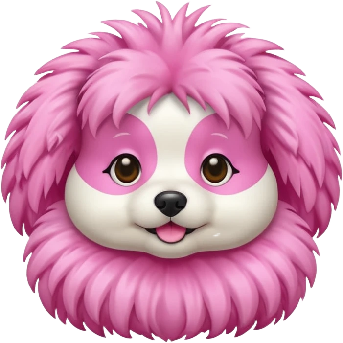 Dog wearing a pink palm puff emoji