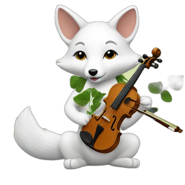 Piebald Fox playing violin with leaves and flowers emoji