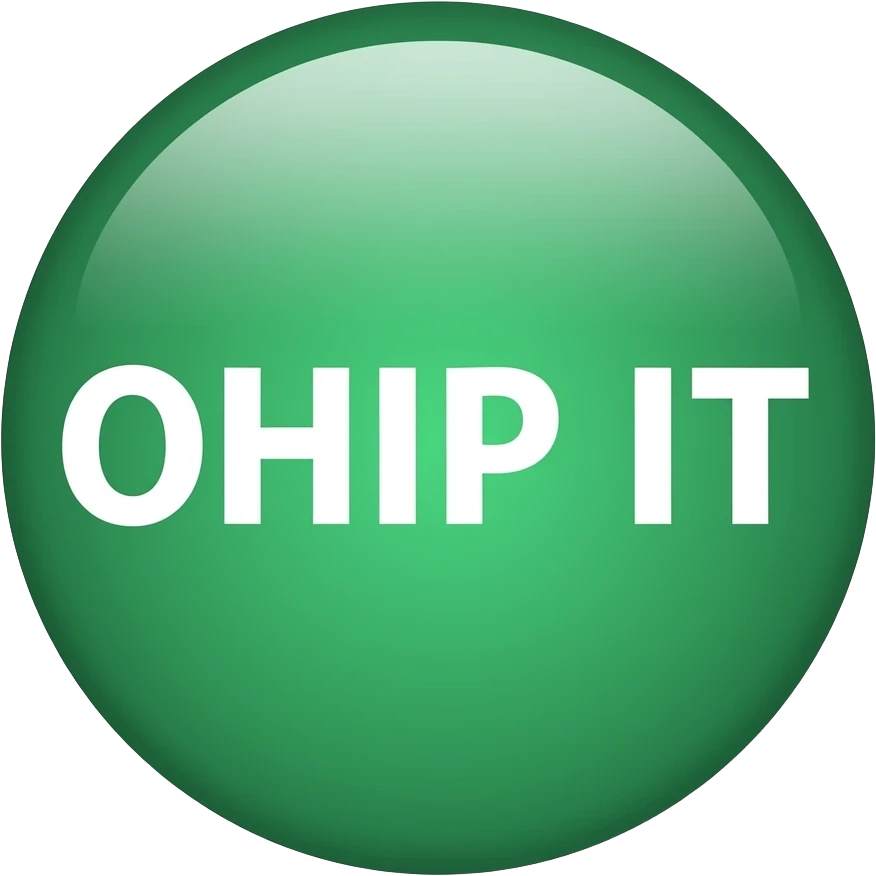 Create a compact custom emoji that says ‘SHIP IT’ in bold white letters on a green rounded badge. Minimal shading, no extra objects, high contrast, readable at tiny size. emoji