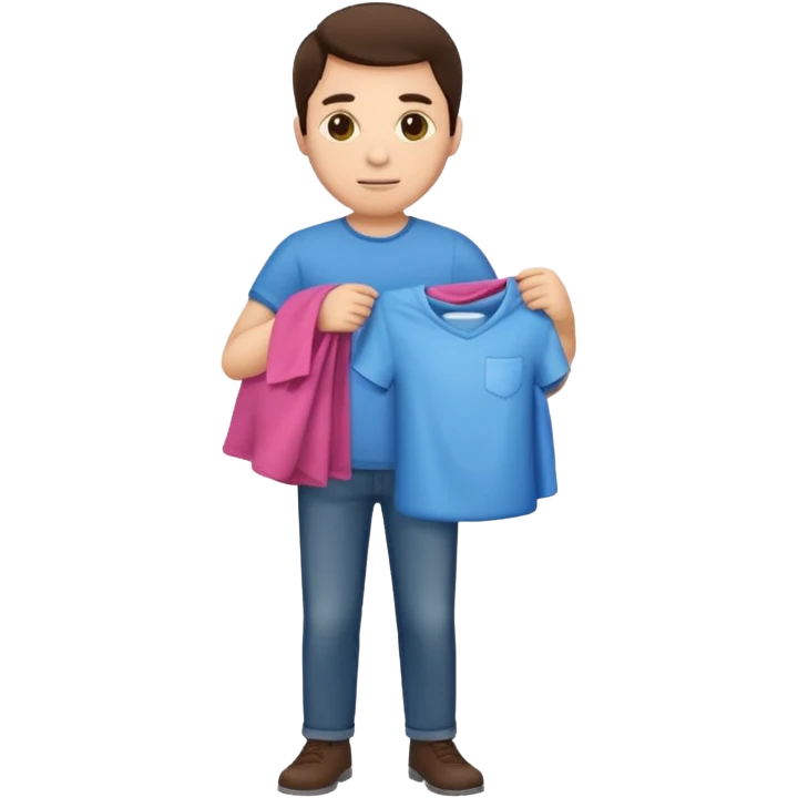 brunette man holding laundry emoji