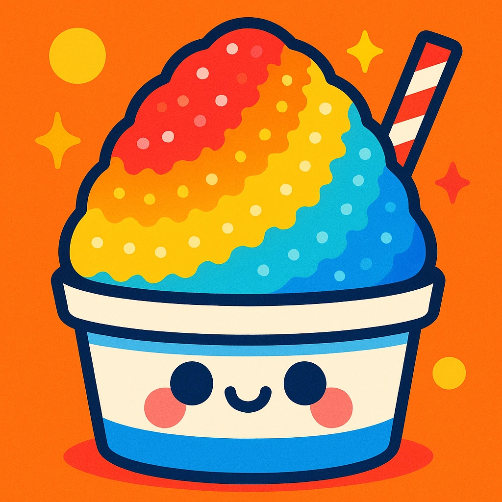 shave ice, vibrant colors, cute and appealing emoji
