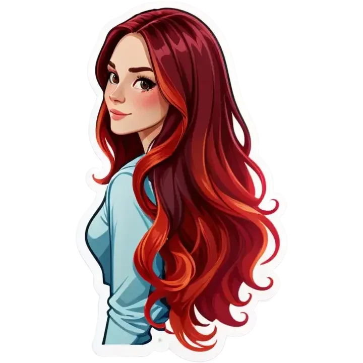 Realistic european woman with long red ombré  hair emoji