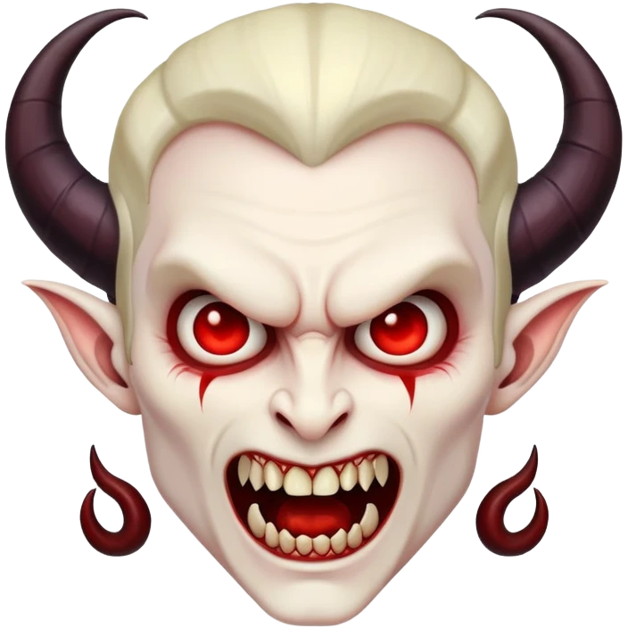 Vampire with curved horns and fangs emoji