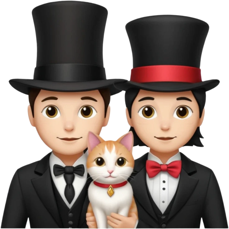 magician couple and their pet cat emoji