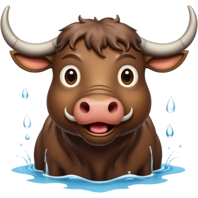 A funny water buffalo in the water  emoji