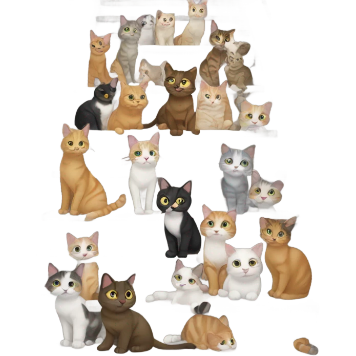 Lots of cats blocking stairs emoji