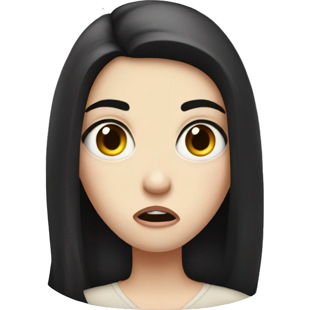 Totally shocked and slightly disgusted, pale girl with dark hair  emoji