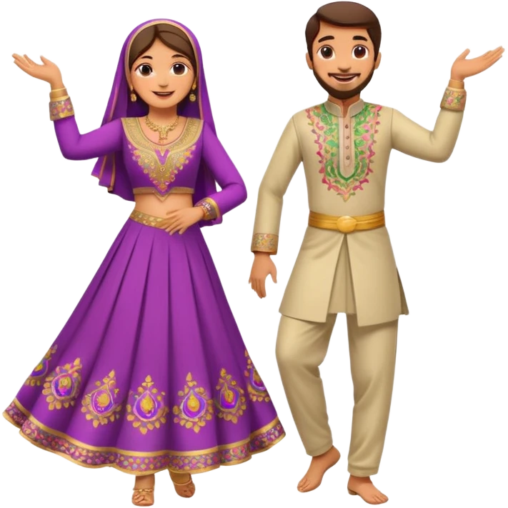 pakistani dancing man and woman modest full body no stomach on show emoji