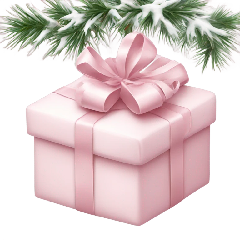 Light pink Christmas gifts under a white Christmas tree  emoji