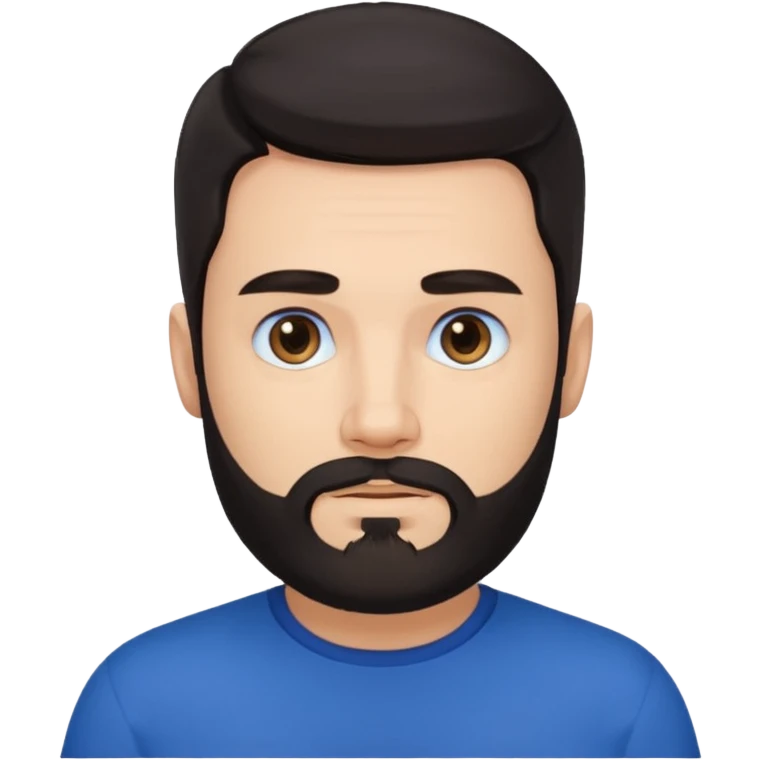 Guy with dark hair and a beard with blue clothing emoji