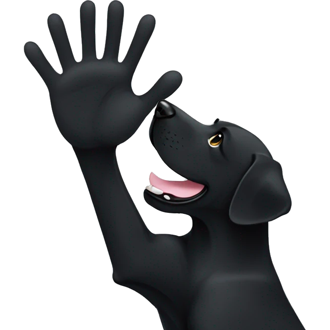 black labrador makes high five with his paw, only the upper body is visible emoji