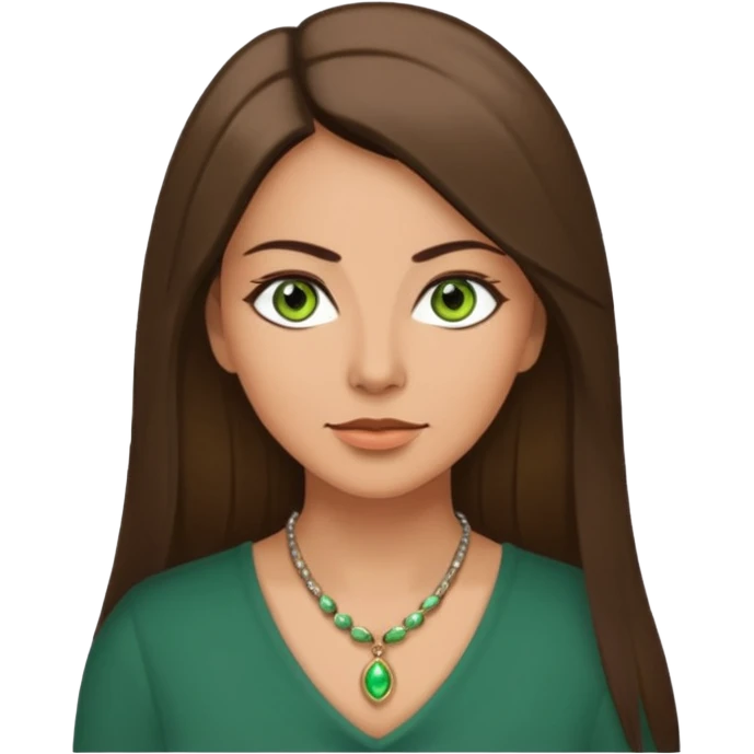 Pretty middle age woman with green eyes and long straight Ash-brown hair  emoji