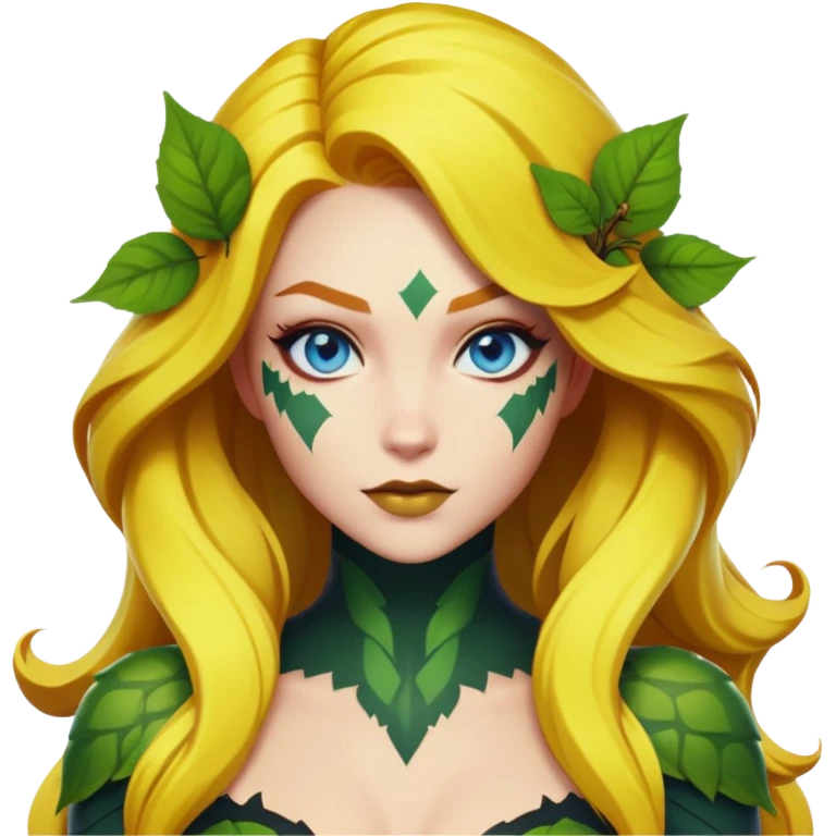 poison ivy fortnite skin blue eyes, yellow hair emoji