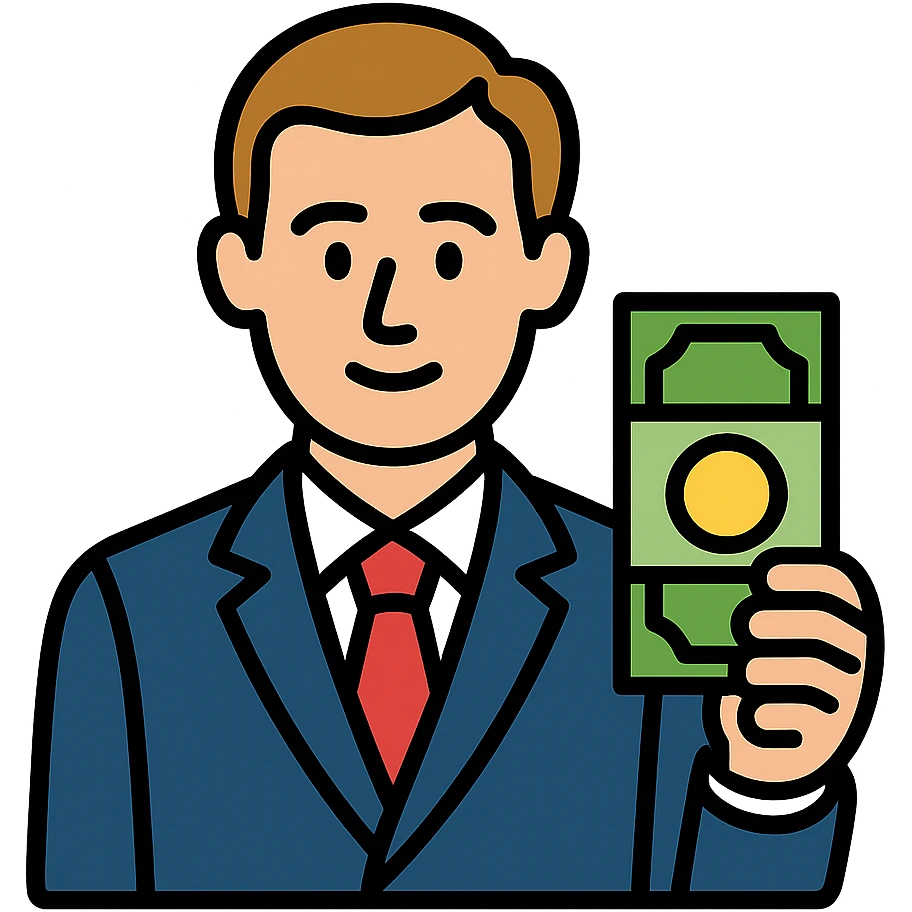 Nikolai Astrup, Norwegian politician, holding a pack of money in his hand emoji
