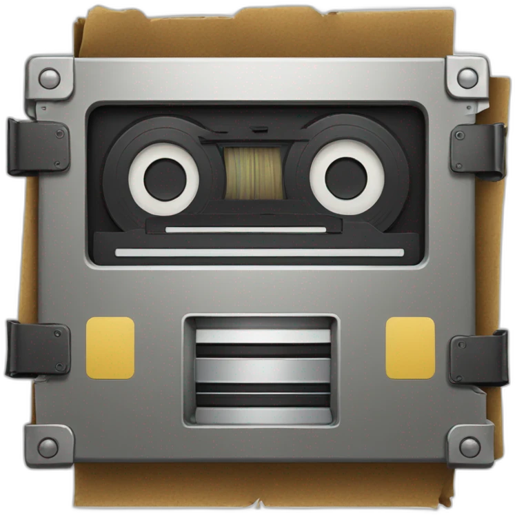 a vault with vintage VHS tapes around it emoji