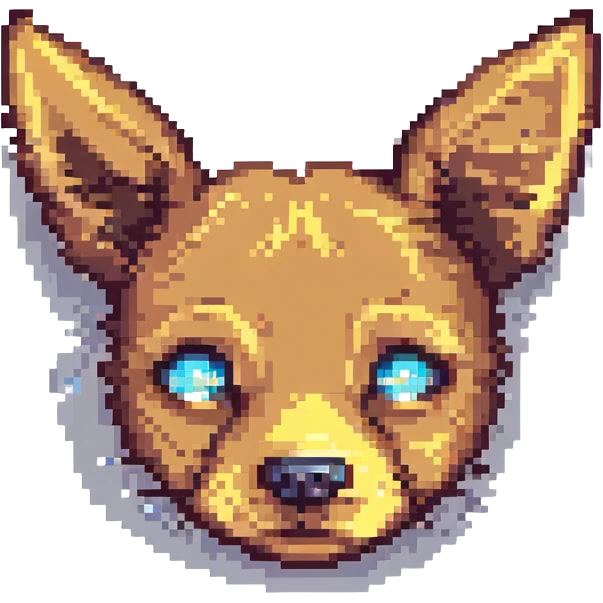 human face with dog ears and starry eyes, pixel art style emoji