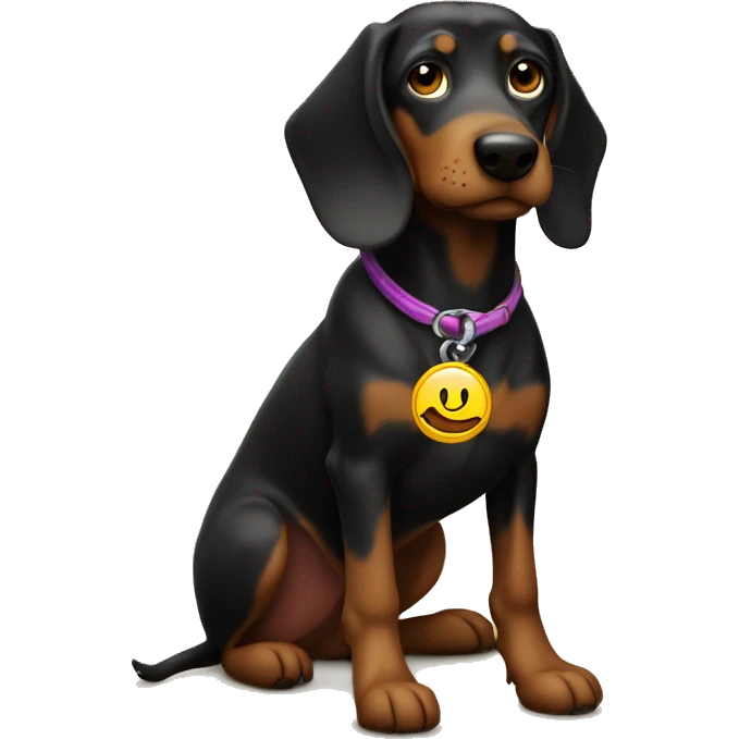 I want a emoții with a black teckel with a talisman with the name Scooby  emoji