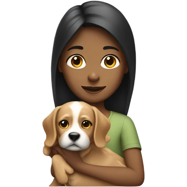 Girl holding a dog emoji