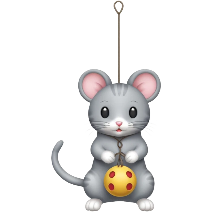 Cat toy, string, mouse emoji