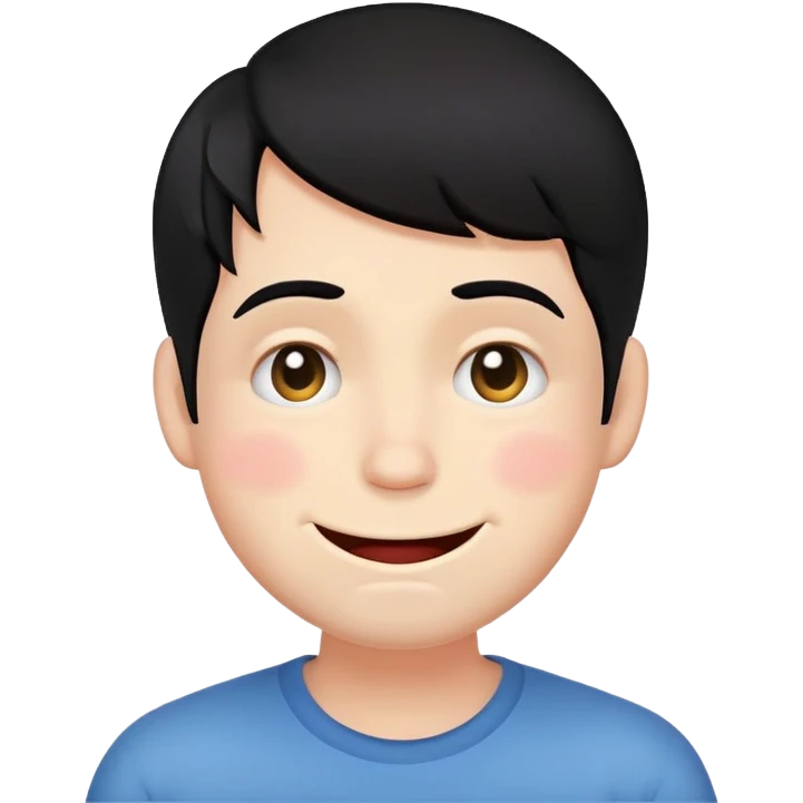 embarrassed white smiley face with black hair emoji