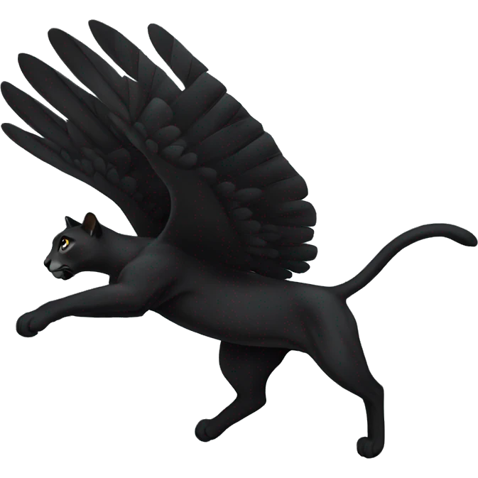 winged black puma flying emoji