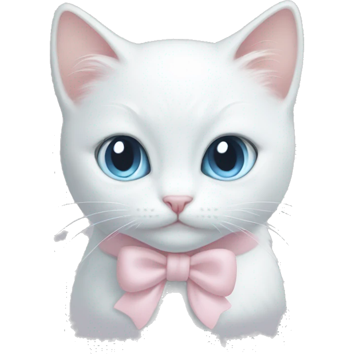 White cat light pink bow light blue eyes  emoji