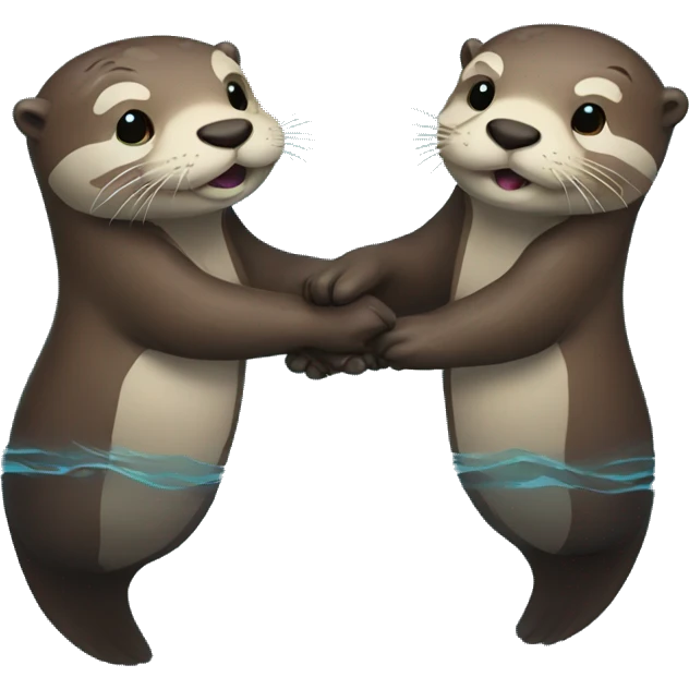 2 otters holding hands swimming  emoji