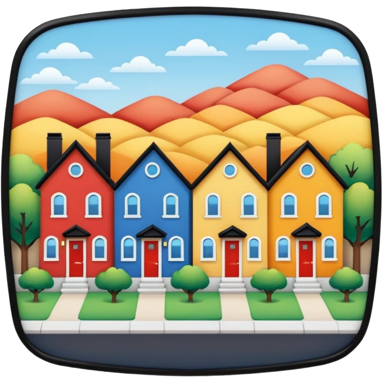 group of 3 houses representing neighborhood emoji