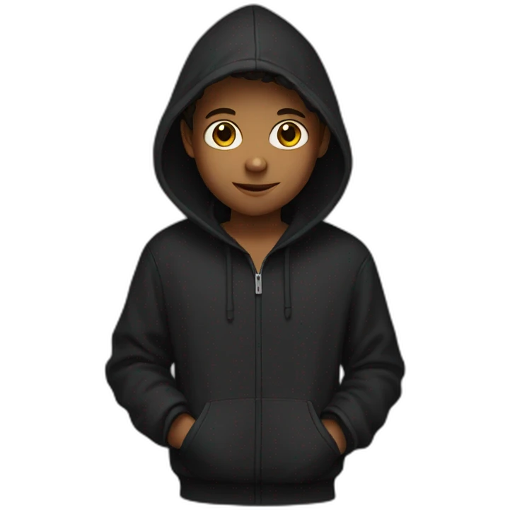 Boy with dark hoodie emoji