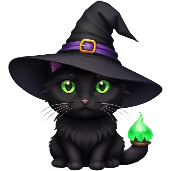 black cat with witch hat emoji