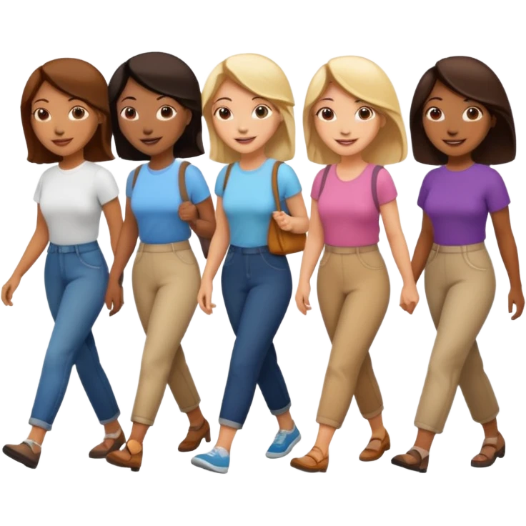 6 women interviewee walking side of face emoji