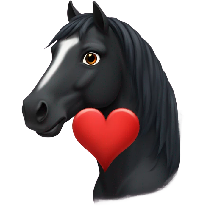 Black Horse centered inside a red heart emoji