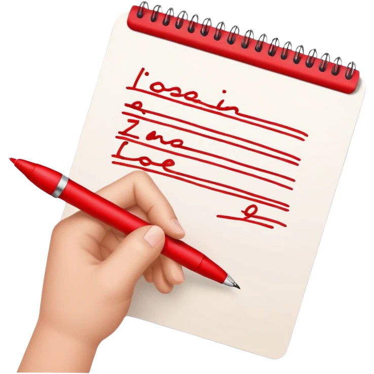 рука телесного цвета что то пишет красной ручкой emoji