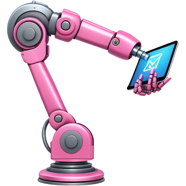 intense pink robotic arm holding email icon emoji