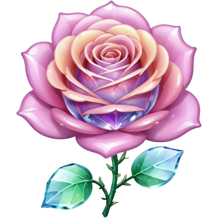 Sparkly glossy Pastel  glass crystal rose flower  emoji