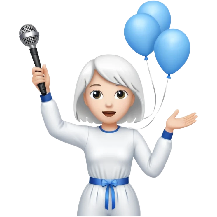Stud singing 1,2,3 release em with white and blue balloons flying overhead emoji like with mic in hand  emoji
