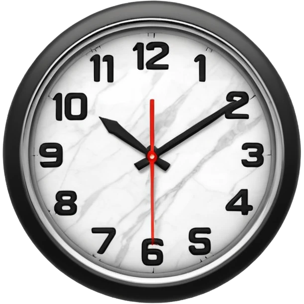 White marble effect Clock with outline emoji