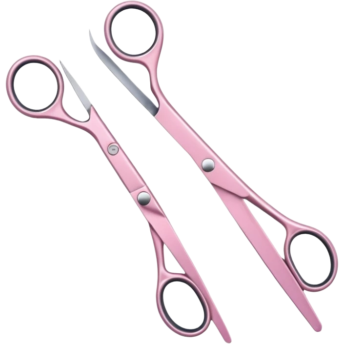 hairdressing scissors pastel pink shiny metal blades emoji