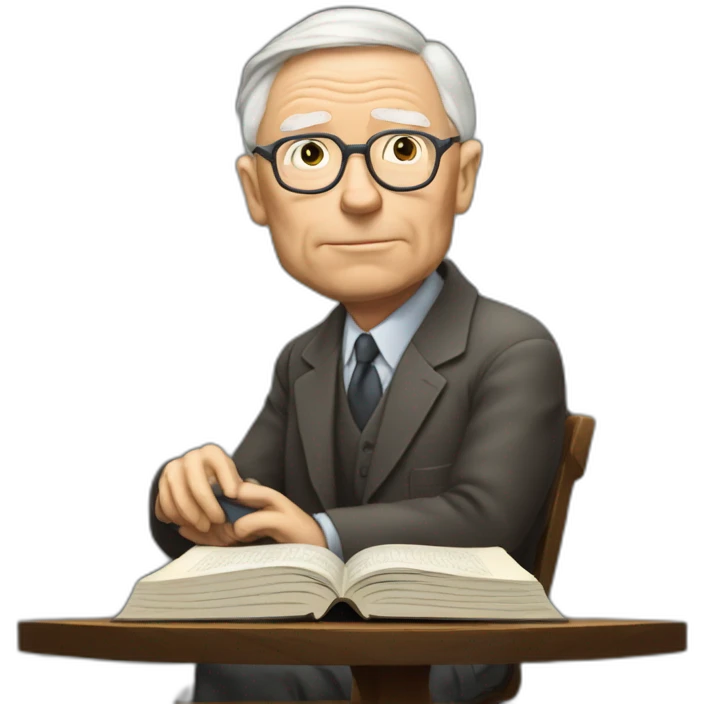 old charlie munger reading a book while thinking emoji