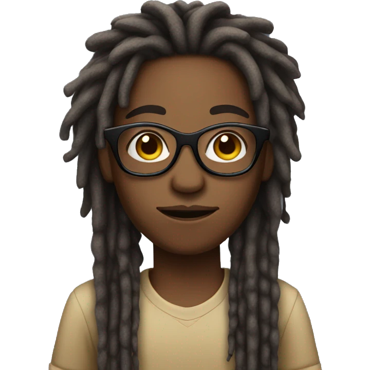 brown skin African American with dreads and glasses  emoji