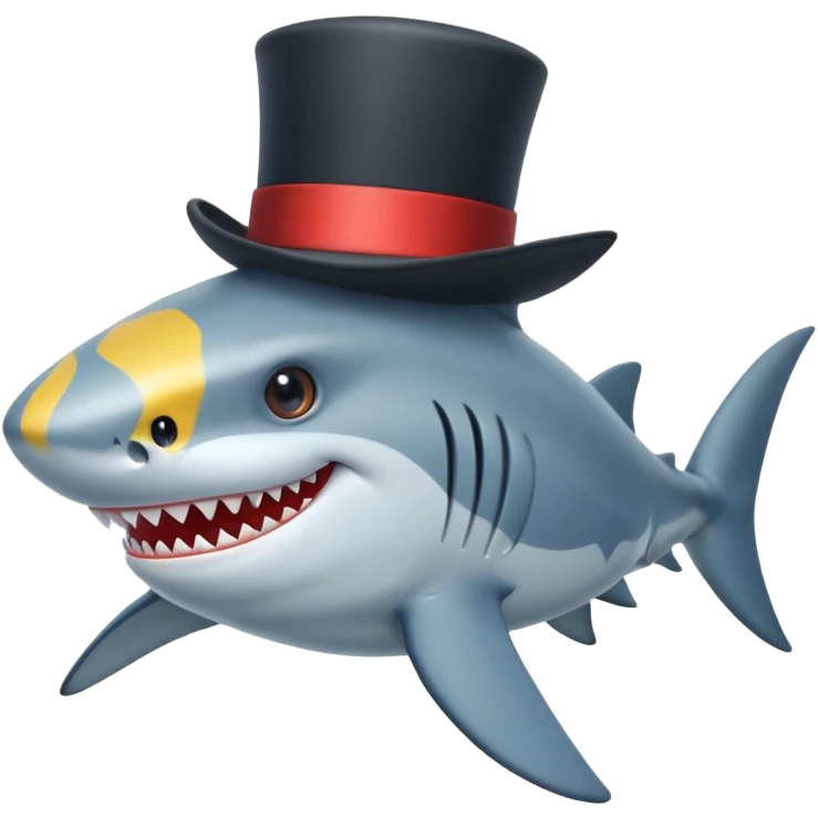 Shark with a top hat emoji