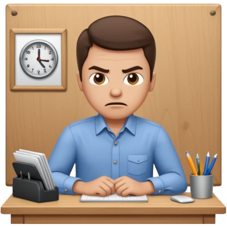 Annoyed/angry worker working at a desk emoji