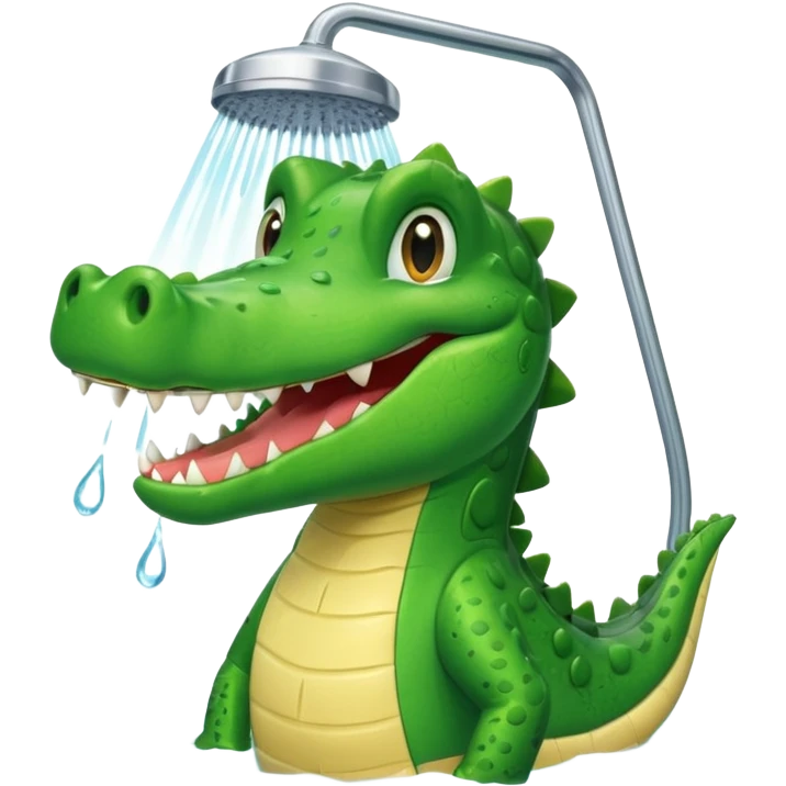Cute crocodile is showing under the shower like game Where's my water emoji