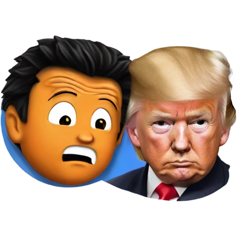 Goku from Dragon Ball, Z, kissing a photo realistic Donald Trump at the beach emoji