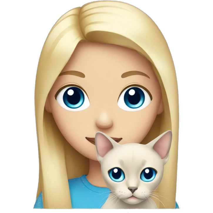blonde girl with blue eyes holding a siamese cat  emoji