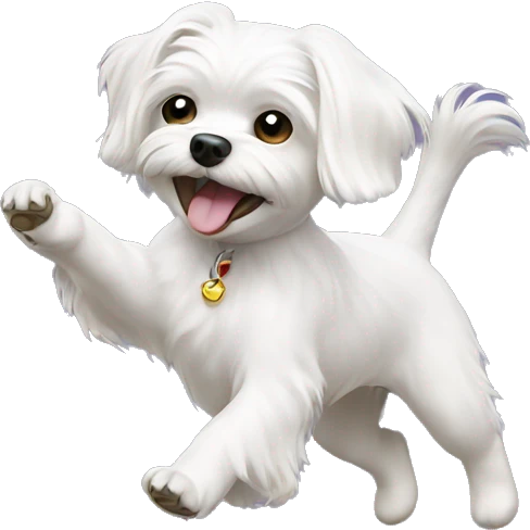 White Maltese dog dancing  emoji