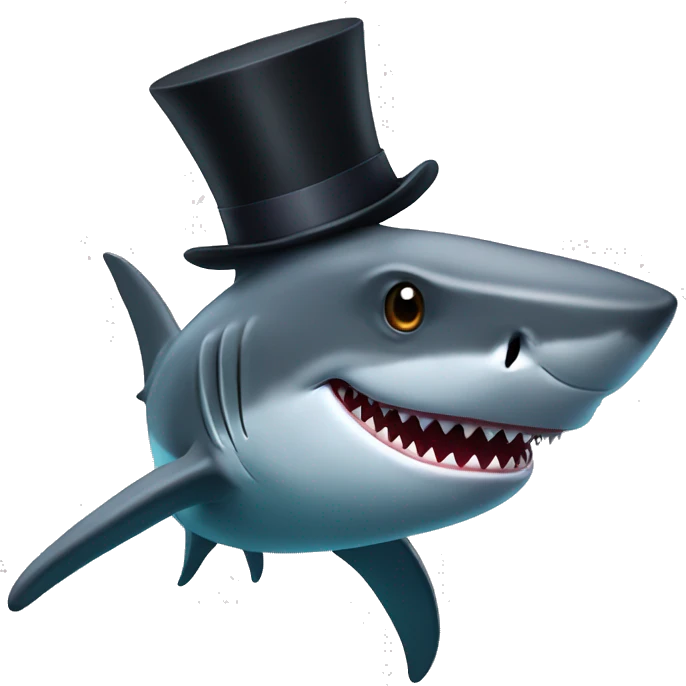 Shark with a top hat emoji