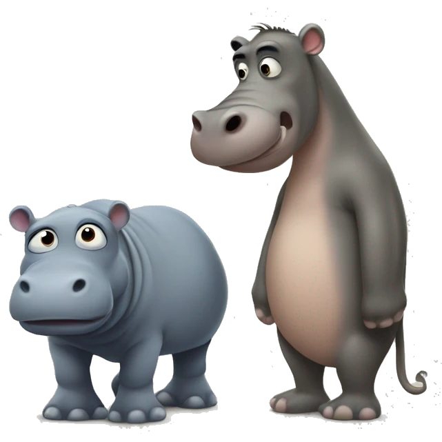 Hippo and mokey emoji
